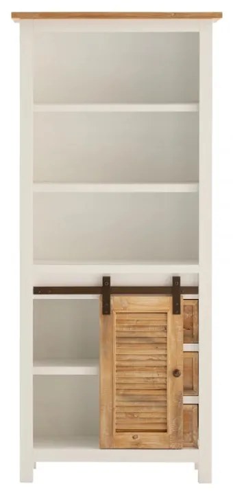 furniture-nabytek.cz - Masívna vysoká skrinka do kúpeľne Capera z borovice a MDF, lakovaná, biela a hnedá – 80×35×180 cm