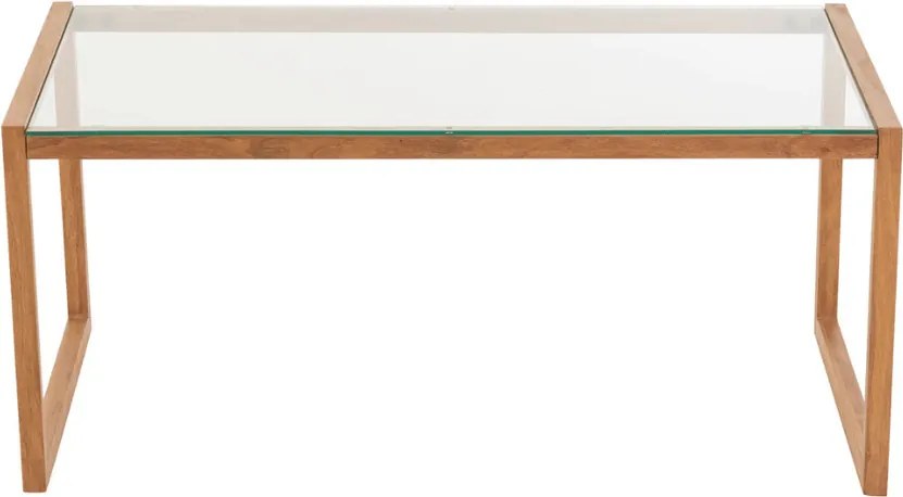 Konferenčný stolík NATURELE so sklenenou doskou 90x50 cm, hnedý