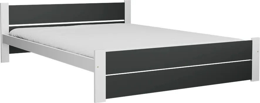 AKCIA Posteľ IKAROS DOUBLE 140 x 200 cm, antracit/biela II. akosť