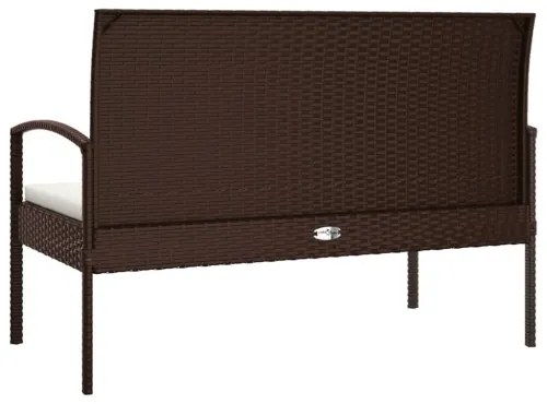 vidaXL Záhradná lavička s vankúšmi hnedá 105 cm polyratan-