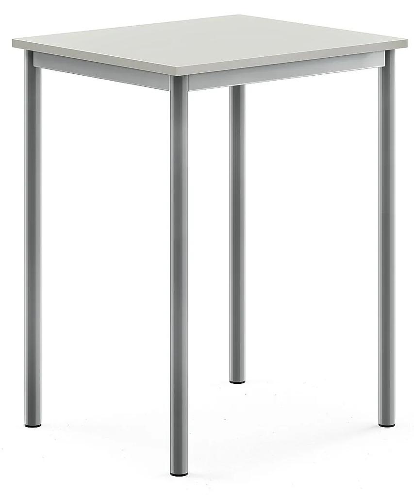 Stôl SONITUS, 700x600x900 mm, HPL - šedá, strieborná
