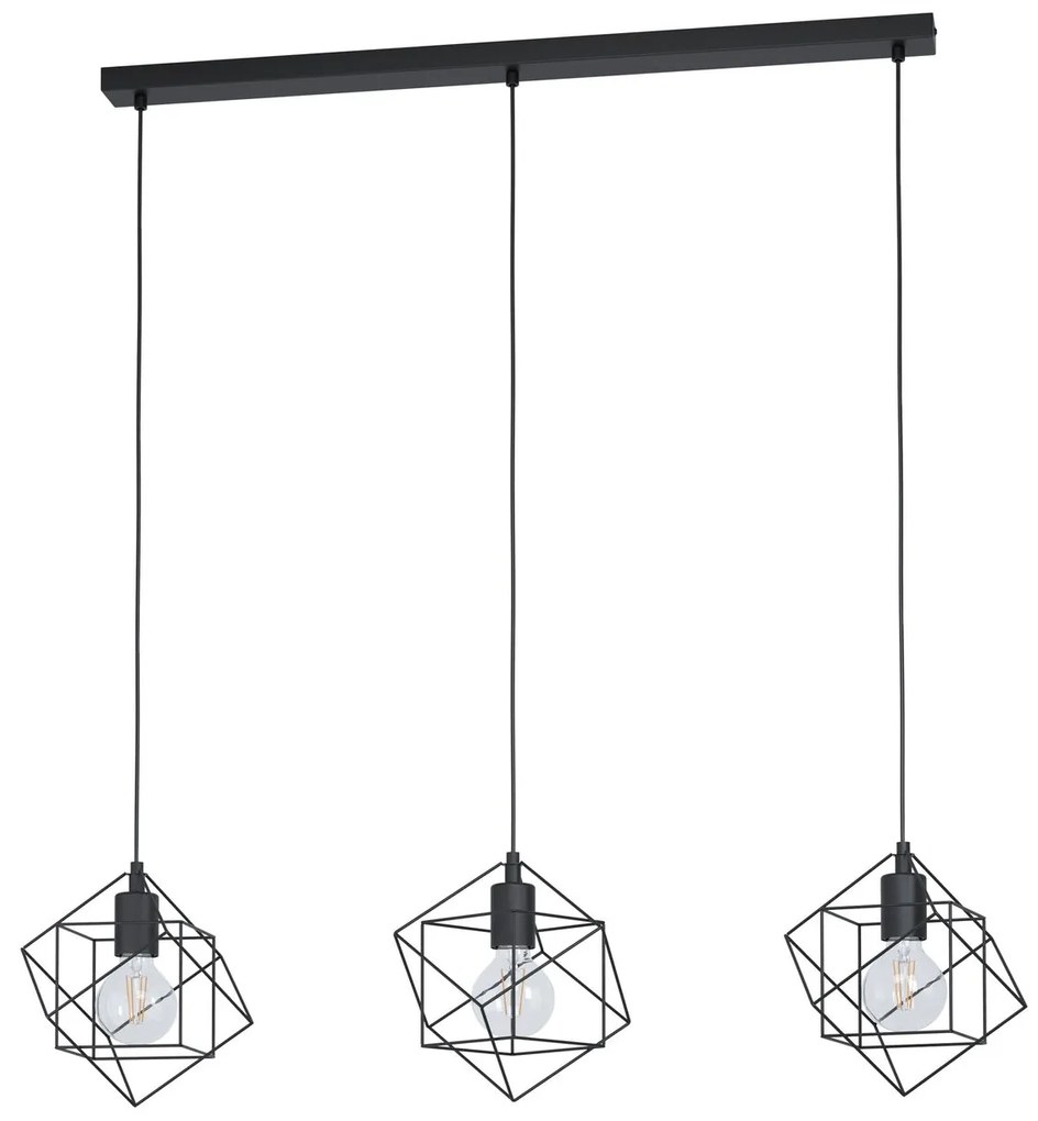EGLO Závesné osvetlenie v škandinávskom štýle nad jedálenský stôl STRAITON, 3xE27, 60W, čierne