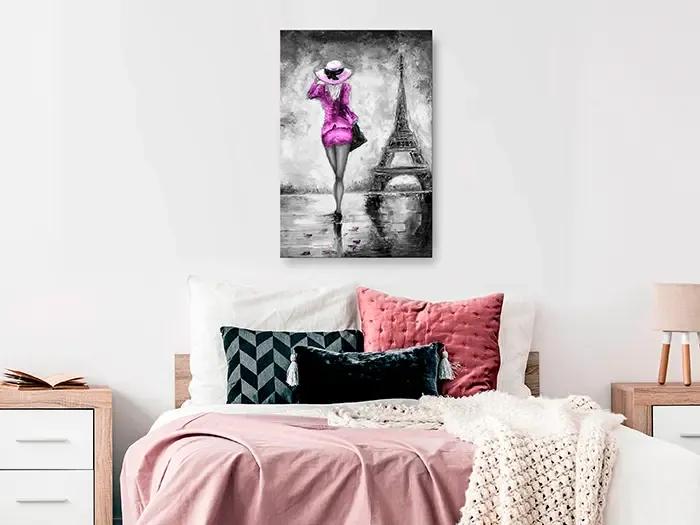 Artgeist Obraz - Parisian Woman (1 Part) Vertical Pink Veľkosť: 20x30, Verzia: Premium Print