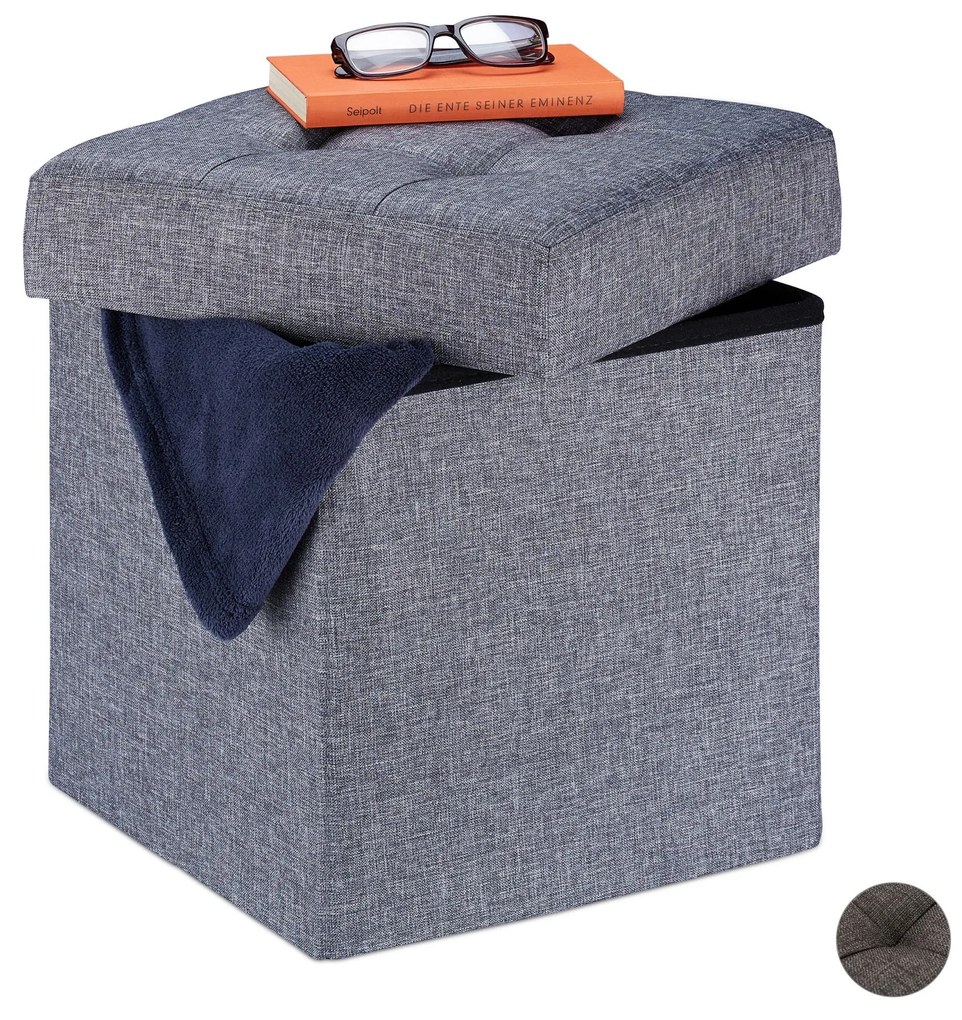 Skladacia sivá taburetka s úložným priestorom 40 l RelaxDays RD10028708