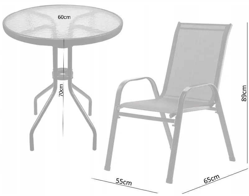 Balkónový set: 2 Stoličky a stolík - čierny