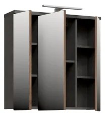 Závesná kúpeľňová skrinka so zrkadlom VENOM antracit/hnedá