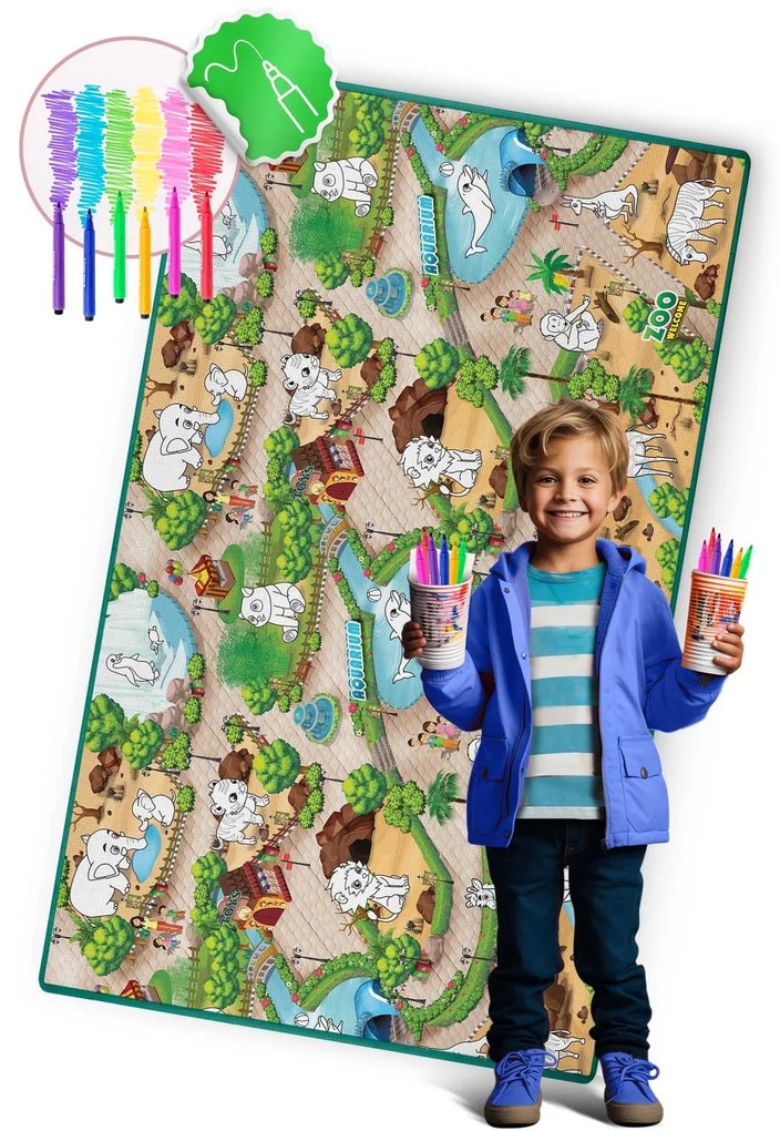 Rolovaná penová podložka na vyfarbovanie 200 x 120 x 0,3 cm Ricokids RK-343
