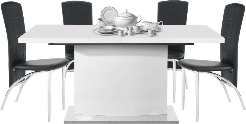 Rozkladací jedálenský stôl Korintos - biely lesk