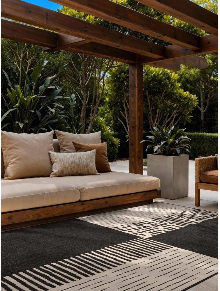 Čierny/krémovobiely vnútorný a vonkajší koberec 120x170 cm Haringey Acacia – Ted Baker