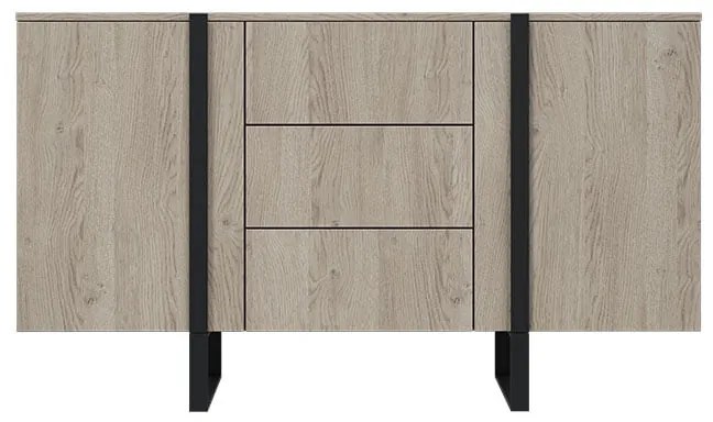 BOGART Komoda Verica 150 cm s tromi zásuvkami FARBA: charcoal / zlaté nožičky