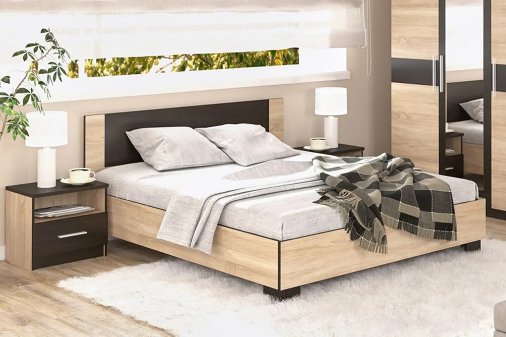 Manželská posteľ 160 VALENTÍNA, sonoma/wenge