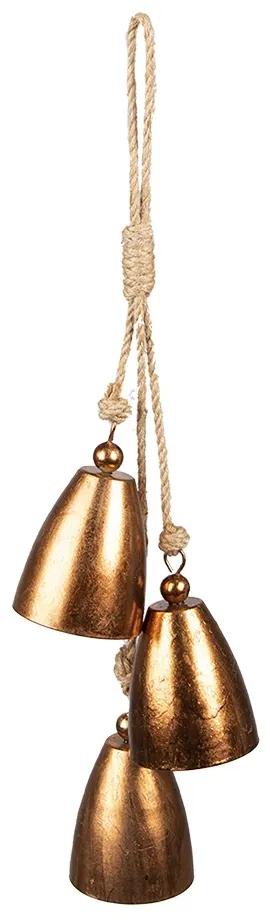 3ks medené antik závesné dekoratívne kovové zvončeky - Ø 11*40 cm