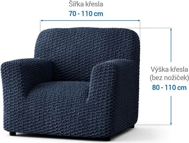 Bielastické poťahy MOSAICO modré kreslo (š. 60 - 110 cm)
