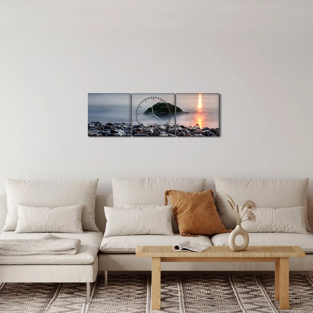 Obraz - Na pobreží (s hodinami) (90x30 cm)