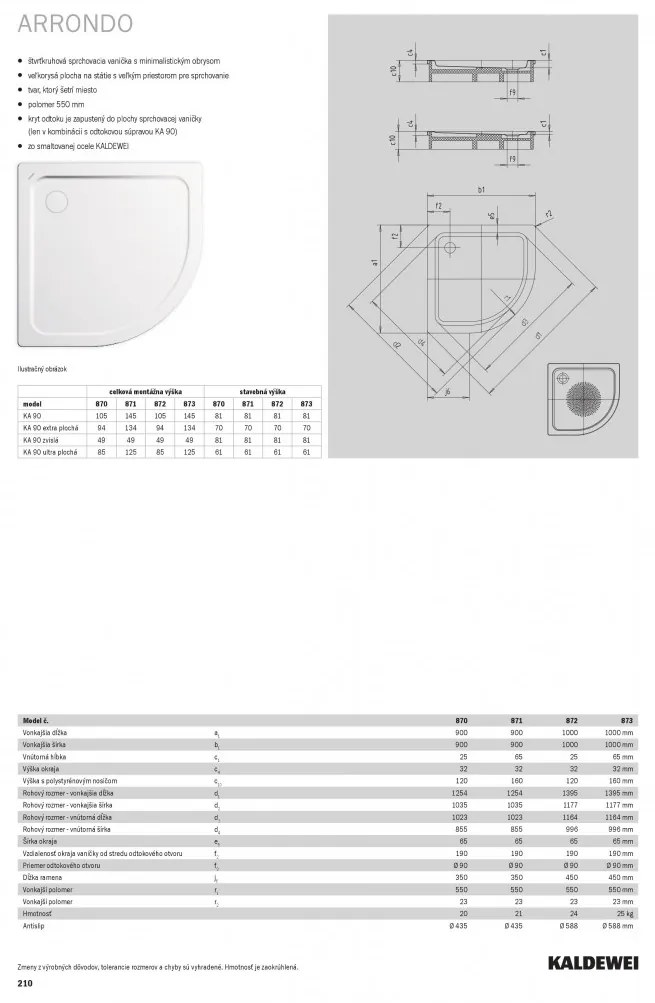 Kaldewei Ambiente Arrondo 870-2 90 x 90 cm 460048040001