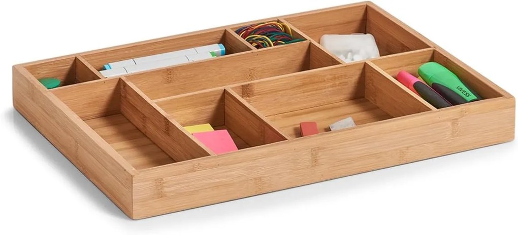 Organizér do zásuvky s priehradkami - 9 priehradiek, bambus ZELL 32 x 44 cm