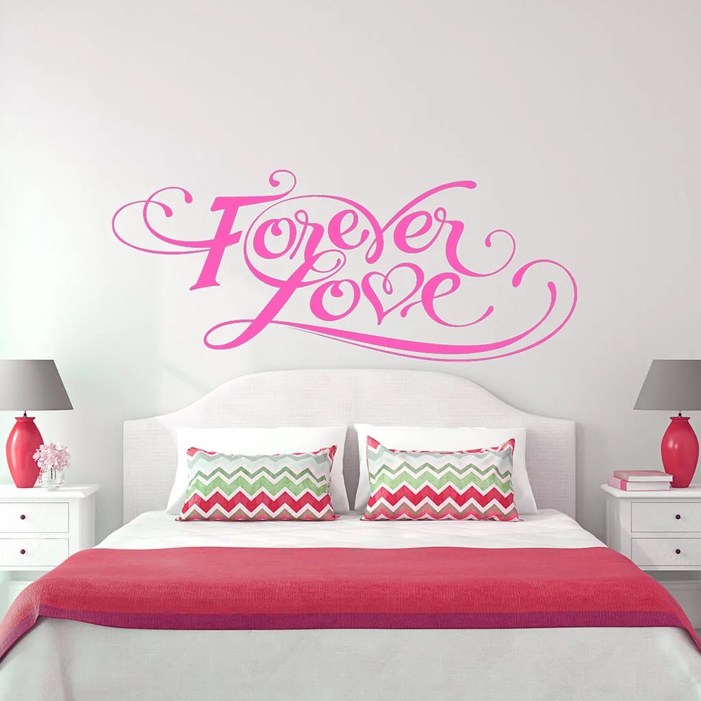 Veselá Stena Samolepka Forever love Farba: oranžová, Veľkosť: 60 x 26 cm
