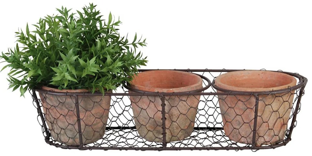 KERAMICKÝ KVETINÁČ SADA 3KS 9,8X36,7X13 CM TEHLOVÁ