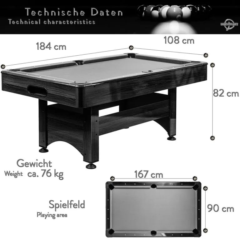 GamesPlanet Biliardový stôl s vybavením, čierna/antracit