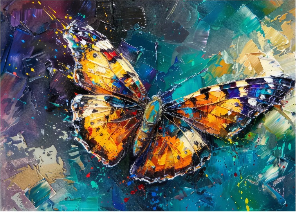 Sklenený obraz - Motýľ, olejomaľba (70x50 cm)