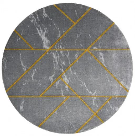 Dywany Łuszczów Kusový koberec Emerald geometric 1012 grey and gold kruh - 120x120 (priemer) kruh cm