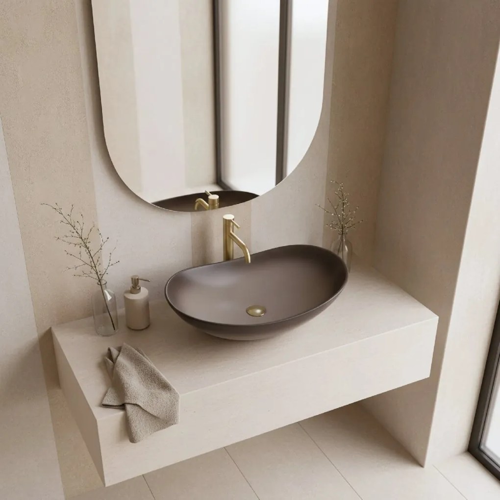 Rea Royal, umývadlo na dosku 620x360x160 mm, béžová-hnedá, REA-U0626