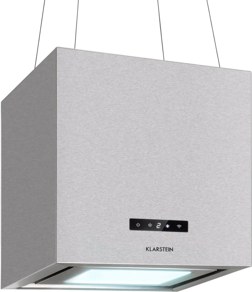 Klarstein Kronleuchter Smart, digestor, 40 cm, ostrovčekový, 595 m³/h, ovládánie cez aplikáciu, LED panel, strieborný
