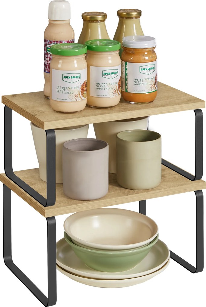 Sada 2 kuchynských poličiek MARZO, dub artisan/čierna