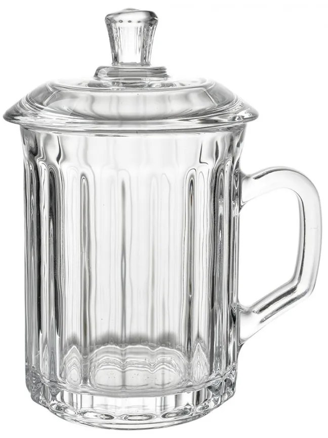 Sklenený hrnček s viečkom - 11*9*15 cm / 250 ml