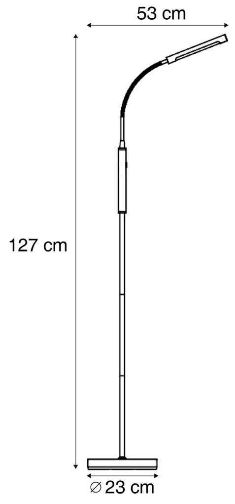 Moderná stojaca lampa čierna vrátane LED 3-stupňové stmievanie nabíjateľná - Statler