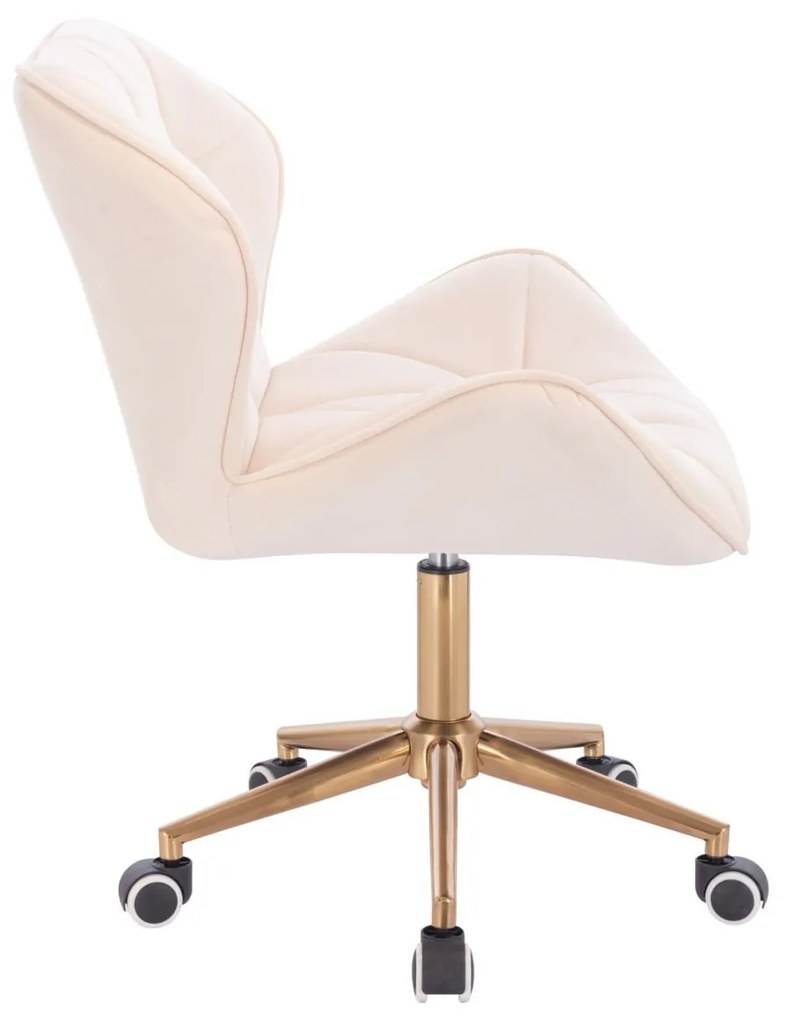 LuxuryForm DESIGN Stolička MILANO VELUR na zlatej podstave s kolieskami - krémová