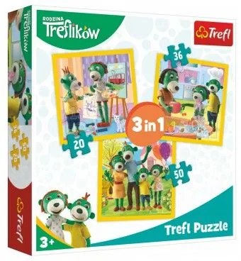 Trefl Puzzle 3v1 Rodina Treflíkovcov 20x19,5cm v krabici 28x28x6cm