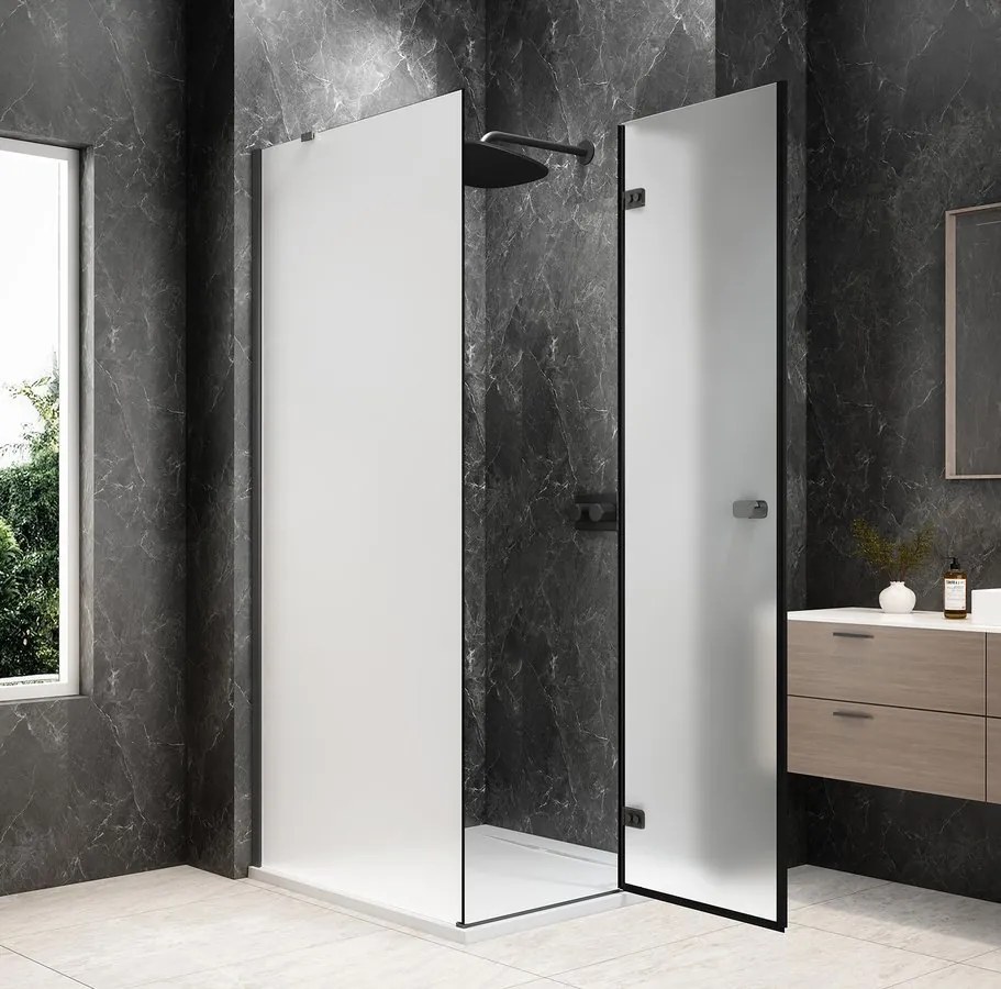 Polysan Polysan, GLOBE GUN METAL štvorcová sprchová zástena 800x800mm, matné sklo, pravé, GB1080-3215MRGM