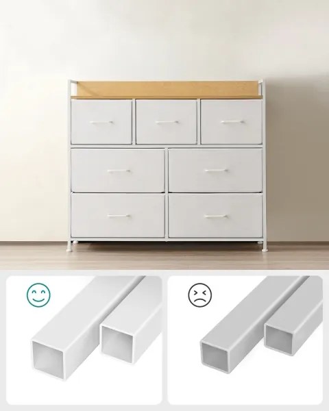 Komoda KIRA so zásuvkami, biela/hnedá