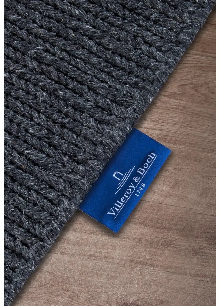 Tmavosivý ručne tkaný vlnený koberec 60x90 cm Francois – Villeroy&Boch