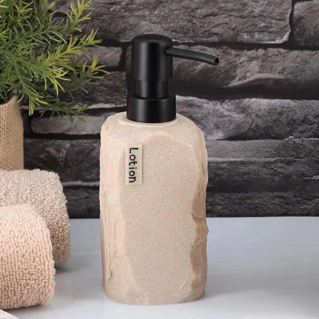 Dávkovač mydla Paola, piesková/s čiernymi prvkami, 400 ml