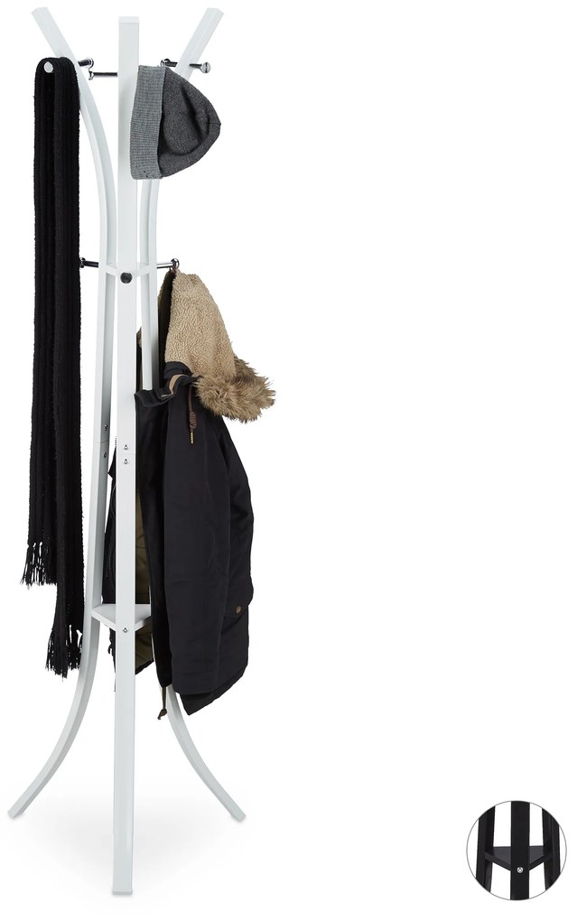 Voľne stojaci kovový vešiak Relaxdays biely – RD10024310