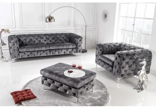 Kreslo 41297 Modern Barock Zamat Šedá  - Komfort-nábytok