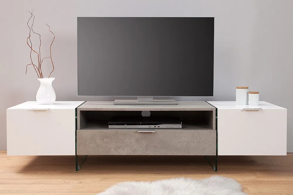 Bighome - TV stolík ONOX 160 cm - biela, sivá
