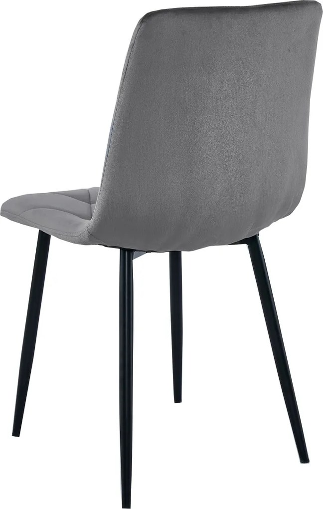 AKCIA Tmavosivá zamatová jedálenská stolička LIBRA s čiernymi nohami II. akosť