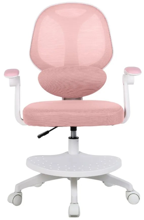 Detská otočná stolička Neoseat JUNI 009 s podnožou — látka, ružová