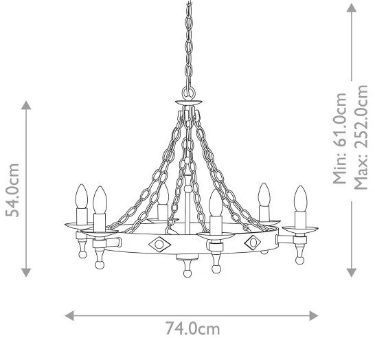 Elstead WR6-GRAPHITE - Luster na reťazi WARWICK 6xE14/60W/230V