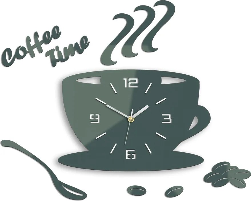 Moderné nástenné hodiny COFFE TIME 3D GRAY gray