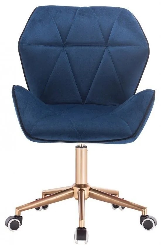 LuxuryForm DESIGN Stolička MILANO MAX VELUR na zlatej podstave s kolieskami - modrá