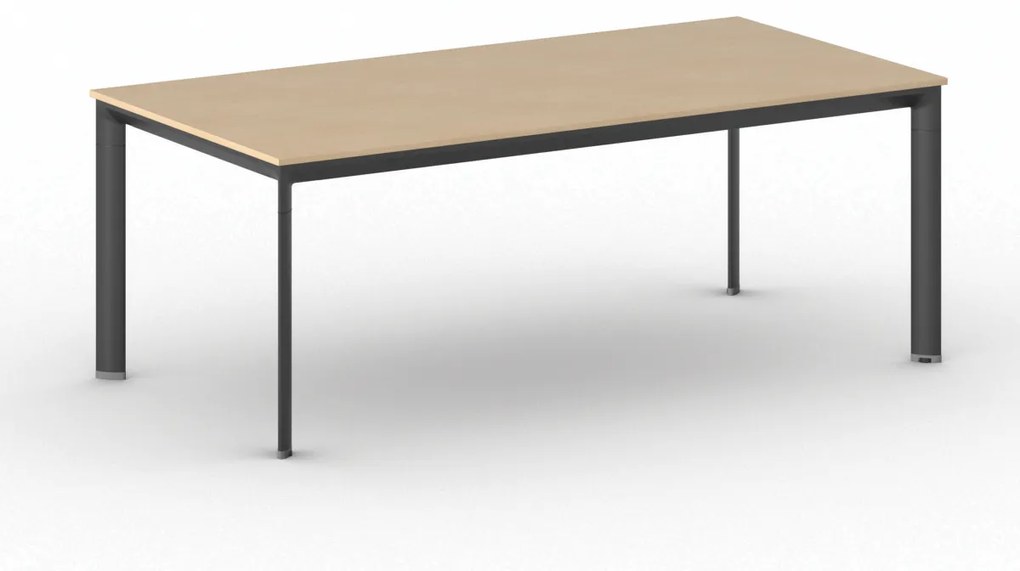 Kancelársky stôl PRIMO INVITATION, čierna podnož, 2000 x 1000 mm, buk