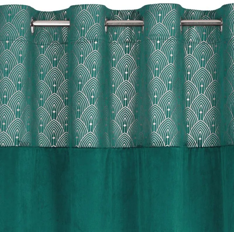 Dekorstudio Zamatový záves AGNES s elegantnou potlačou v tyrkysovej farbe