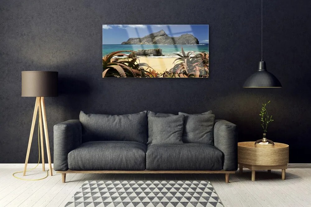 Skleneny obraz Pláž more skala príroda 125x50 cm