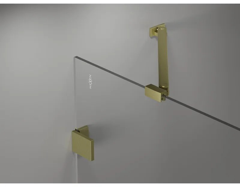 Mexen Lunar-B, výklopný sprchový kút ľavý 90 x 70 cm, 8mm číre sklo, zlatý kartáčovaný - 832-090-070-55-00-L