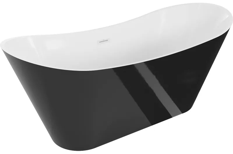 Mexen Celia, voľne stojaca vaňa 170 x 75 cm, biela-čierna, biely prepad, 52331707575-20