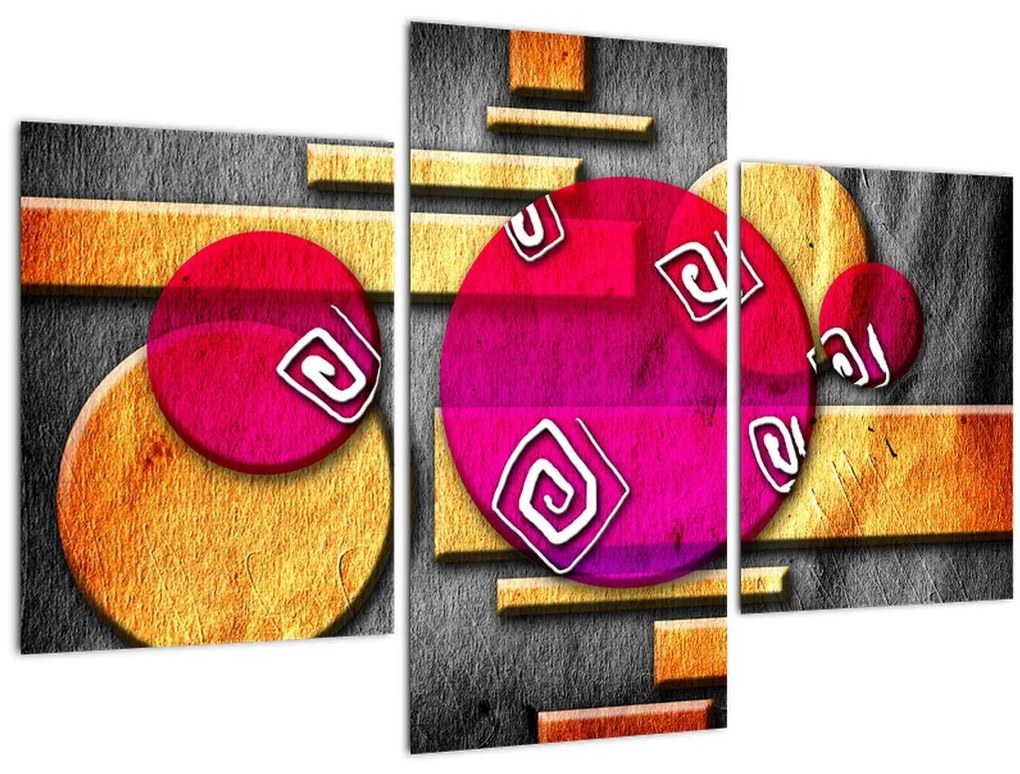 Abstraktný obraz s historickými symbolmi (90x60 cm)